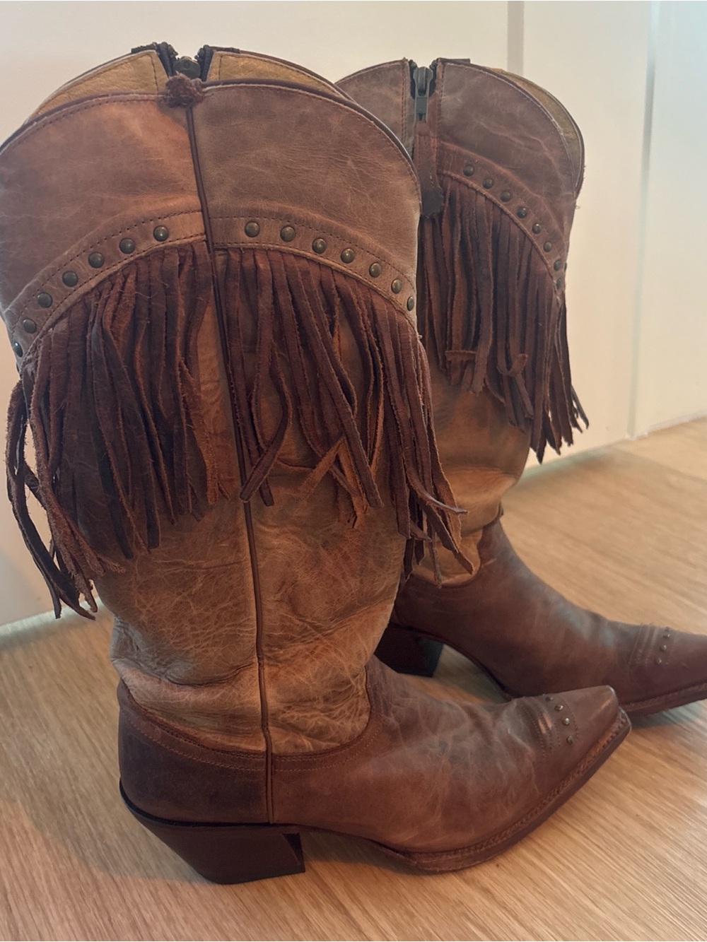 Tony Lama Fringe Leather Cowboy Boots